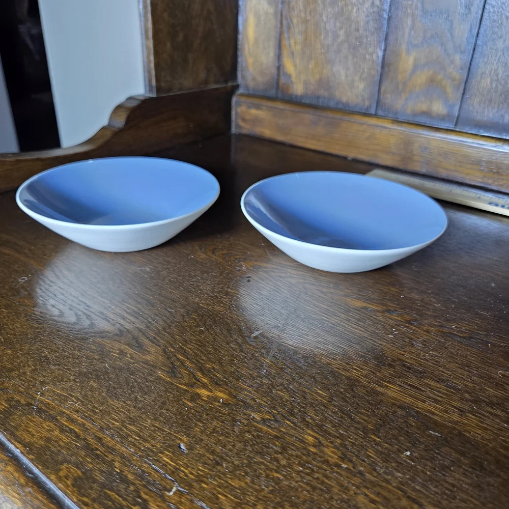 Blue Ceramic Bowls Set Vintage Homer Lauphlin Dessert Bowls.